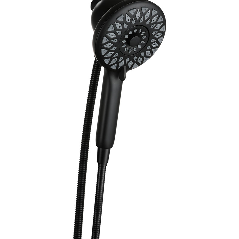 Pomme de douche à main avec débit élevé et 6 modes de jet, aspect noir mat, tuyau en acier inoxydable de 60 pouces, surface de 4,8 pour un jet d'eau puissant dans la douche en mode salle de bain, couleur, fixation magnétique sécurisée