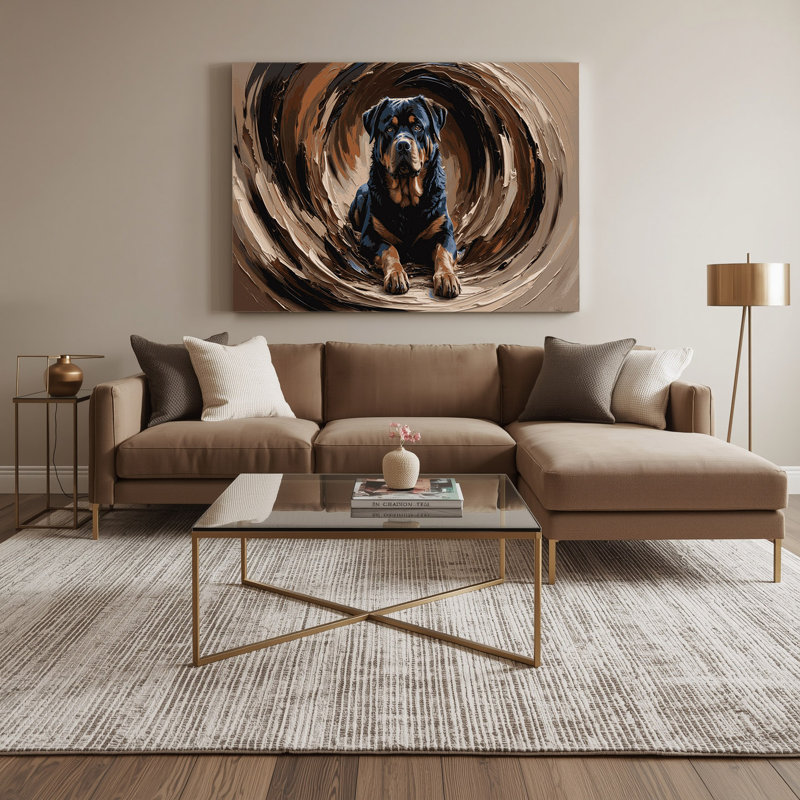 «Dogs Rottweiler», art mural sur toile noire, H 20 po x l 30 po