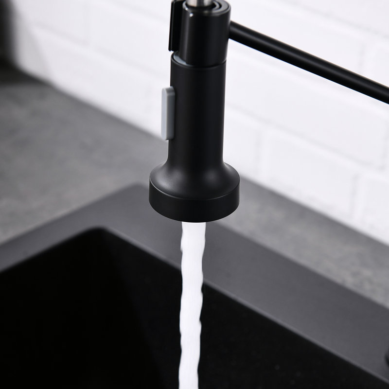 Hot And Cold Water Kitchen Tap, Black, Pull Down , Brass, Single Hole Temperature Mixing Valve Black Sink Mixer Out Handle,