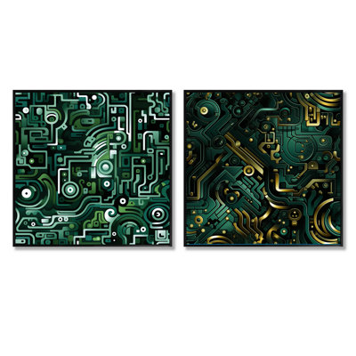 Chiyoe - Ensemble de 2 collages carrés à formes abstraites