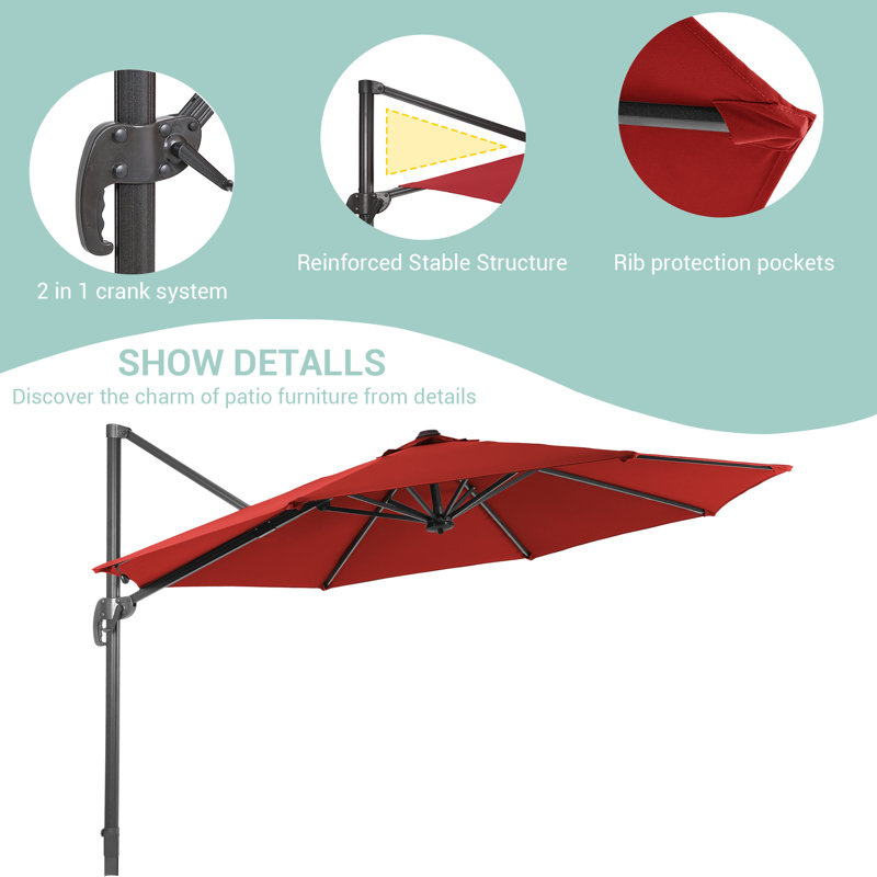 Parasol en porte-à-faux 11 pi Akevia, Rouge