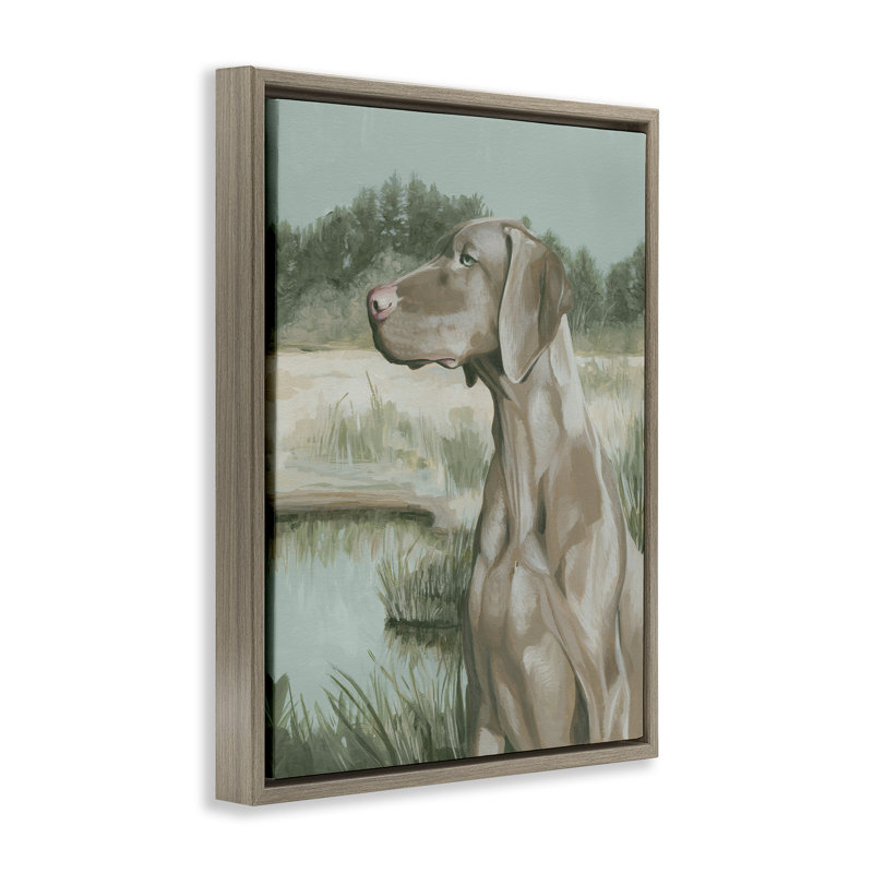 «Stoic Labrador Landscape», art mural sur toile par Grace Popp, Cadre flottant orme Montalcino, H 31 po x l 25 po