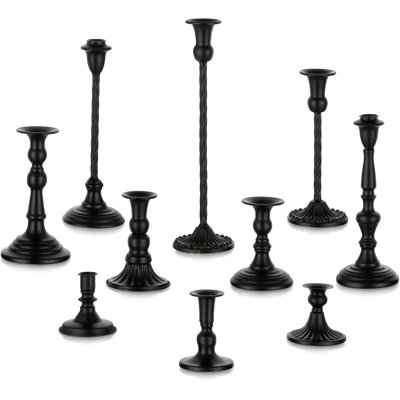 Ensemble de 10 porte-bougies effilés noirs