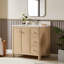 Newel 36 po Meuble-lavabo autoportant à simple cuve en chêne blanc avec plateau en quartz de Carrare