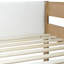 Lit mezzanine simple avec bureau, structure de lit mezzanine rembourrée avec échelle, barrières de sécurité, bois d'hévéa, tête / pied de lit en tissu molletonné
