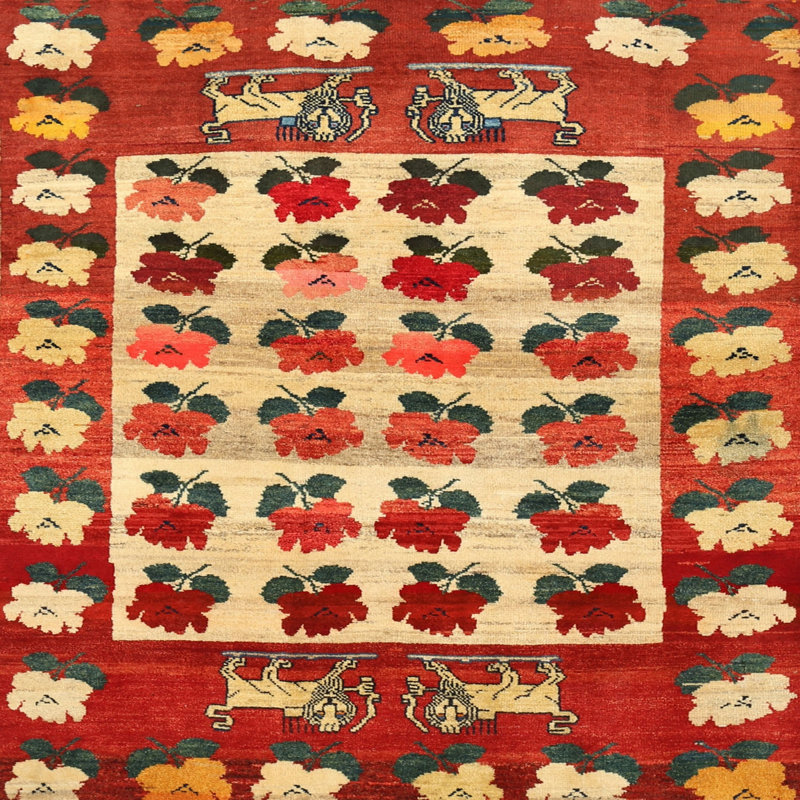 Tapis traditionnel rouge / beige Ilir, Rond 8 pi