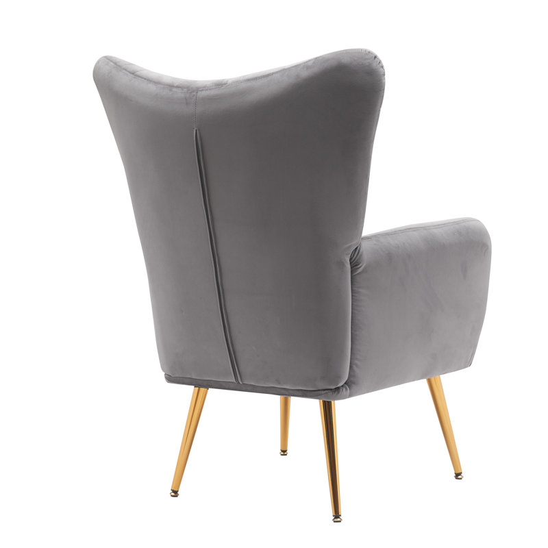 Fauteuil à oreilles 28,5 po Agne, Velours gris