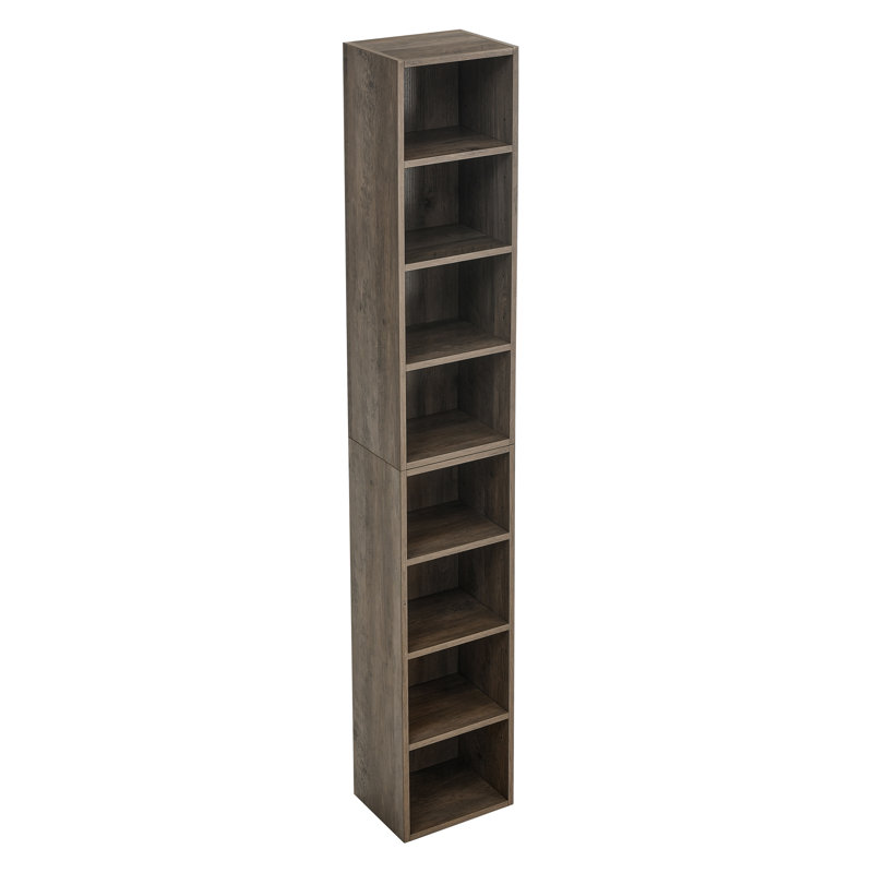 Étagère de rangement multimédia à 8 niveaux, armoire de rangement compacte CD DVD avec tablettes réglables, bibliothèque haute étroite pour le bureau à domicile, bibliothèque multifonctionnelle à deux étages