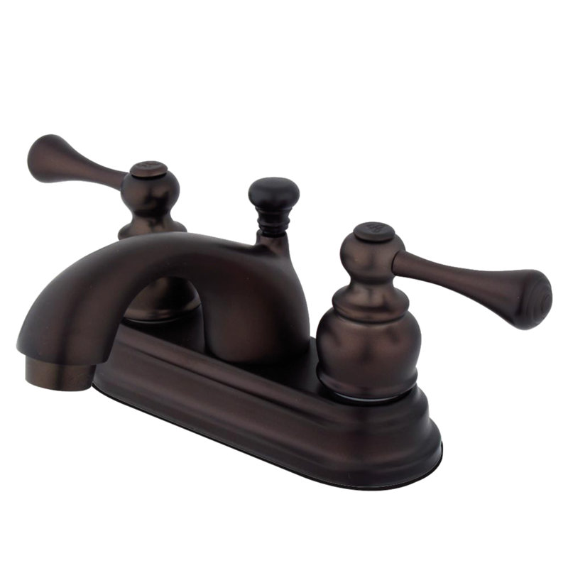 Kingston Brass Vintage Two-Handle 3-Hole Deck Mount 4" Centerset Bathroom Faucet with Plastic Pop-Up, Oil Rubbed Bronze