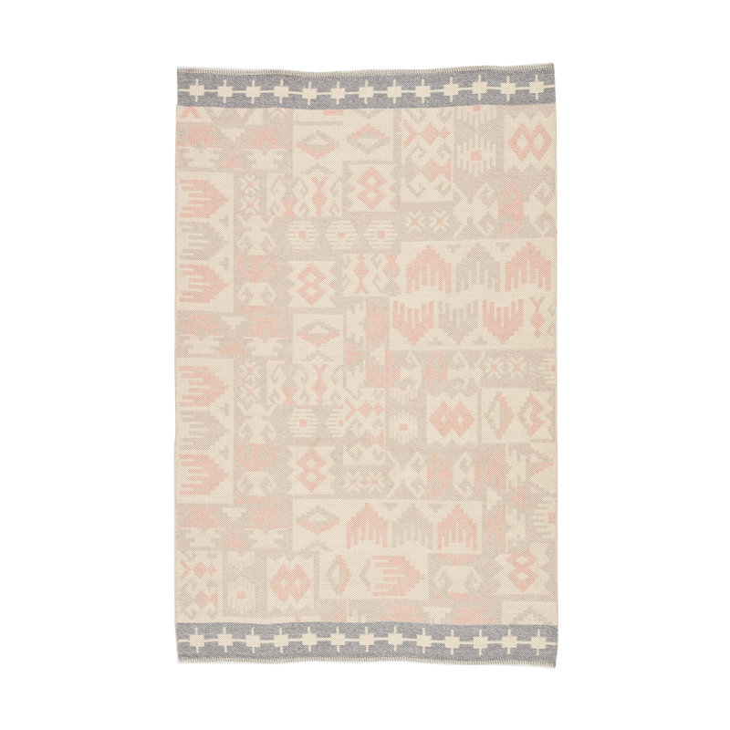 Kilim Area Rug in Pink/Gray/Beige, Rectangle 7'10" x 9'10"