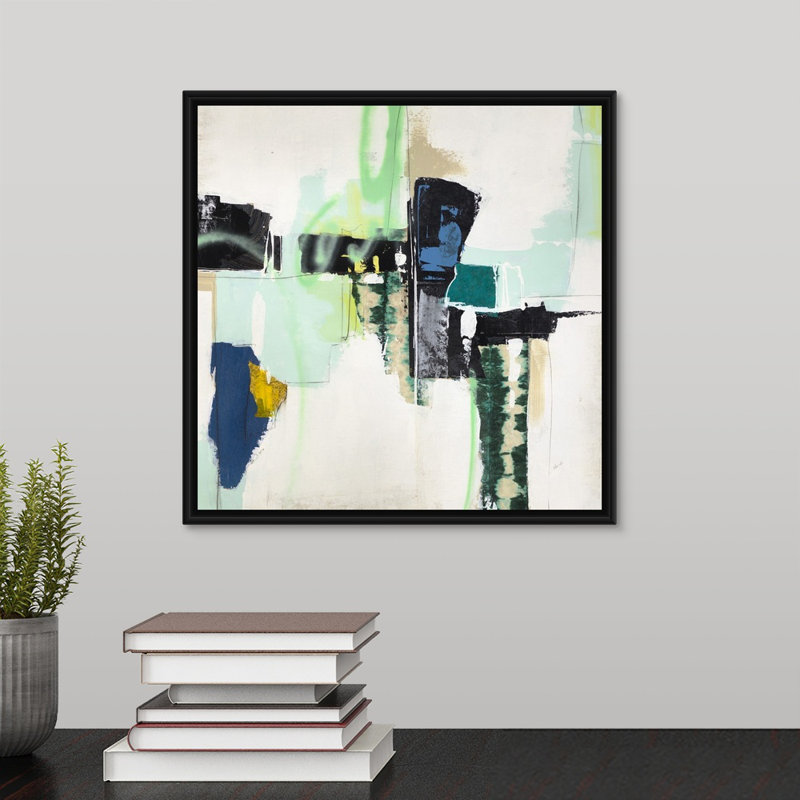 « hard véracité ii », peinture sur toile, H 13,7 po x l 13,7 po x P 1,75 po, Cadre flottant noir