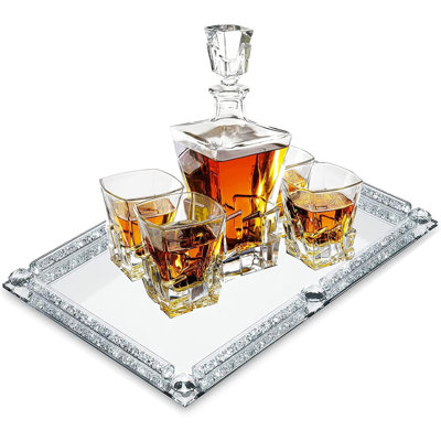 Plateau rectangulaire en verre cristal, miroir moderne et organisateur de bijoux pour le maquillage, le parfum et la décoration intérieure