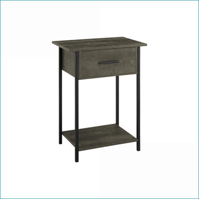 Table basse à 2 niveaux pour le salon en stratifié bronze foncé et amp; Pieds en métal noir, assemblage facile