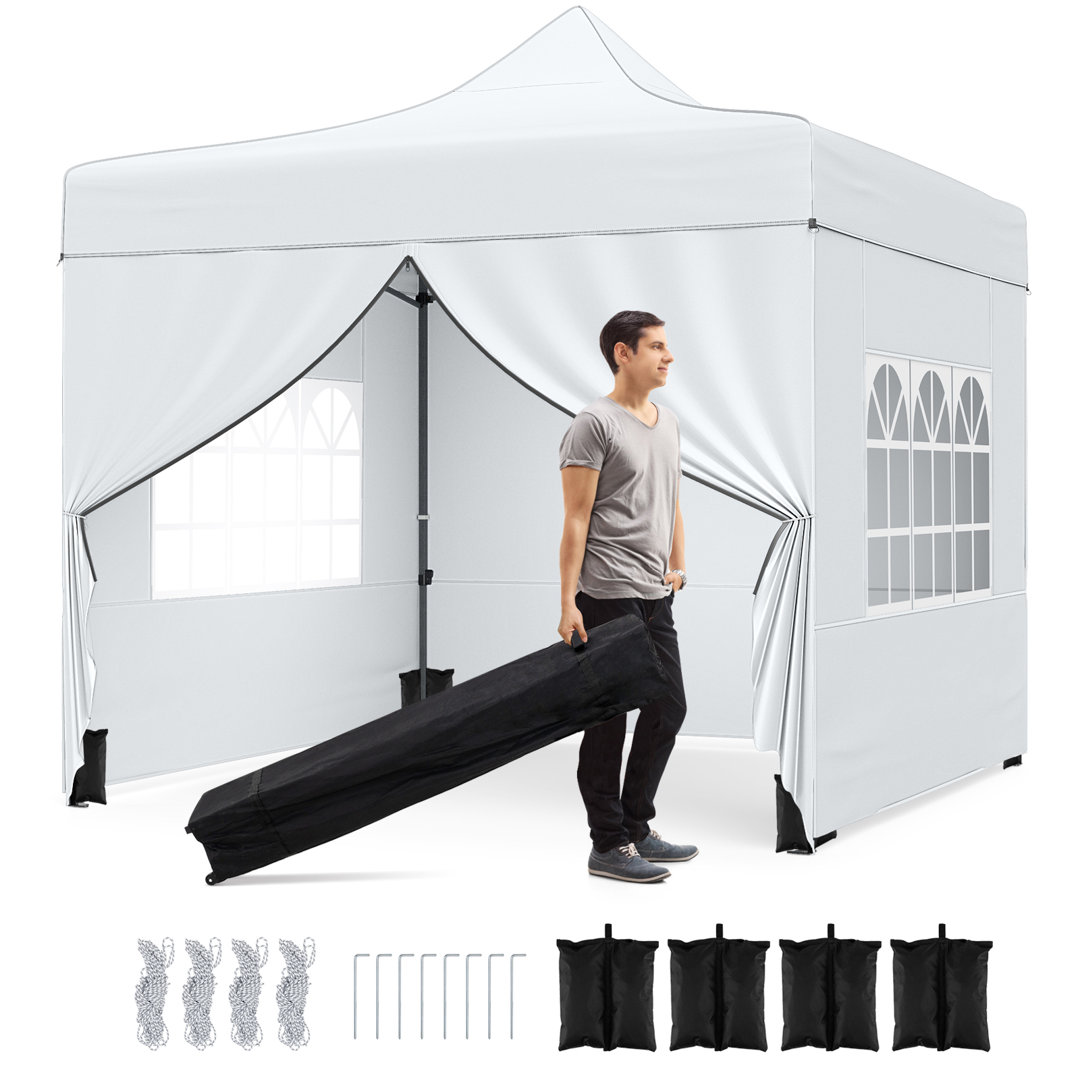 10 x 10 FT Pop up Canopy Tent w/ 4 Removable Sidewalls