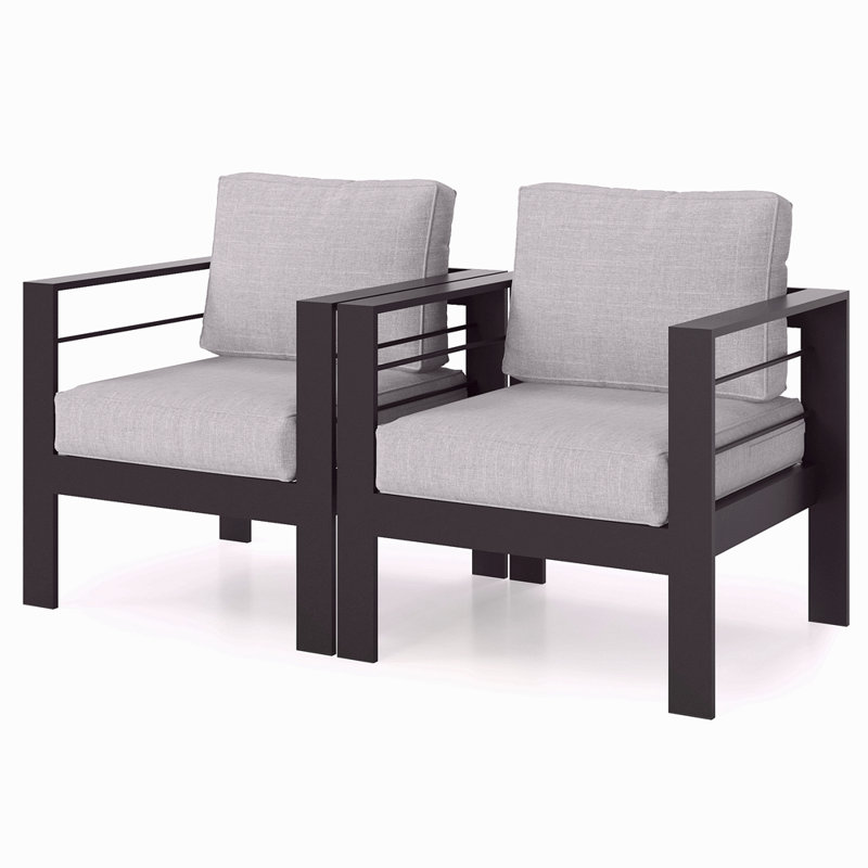 Canapé d'extérieur en aluminium 2 pièces pour canapé de patio, Gris