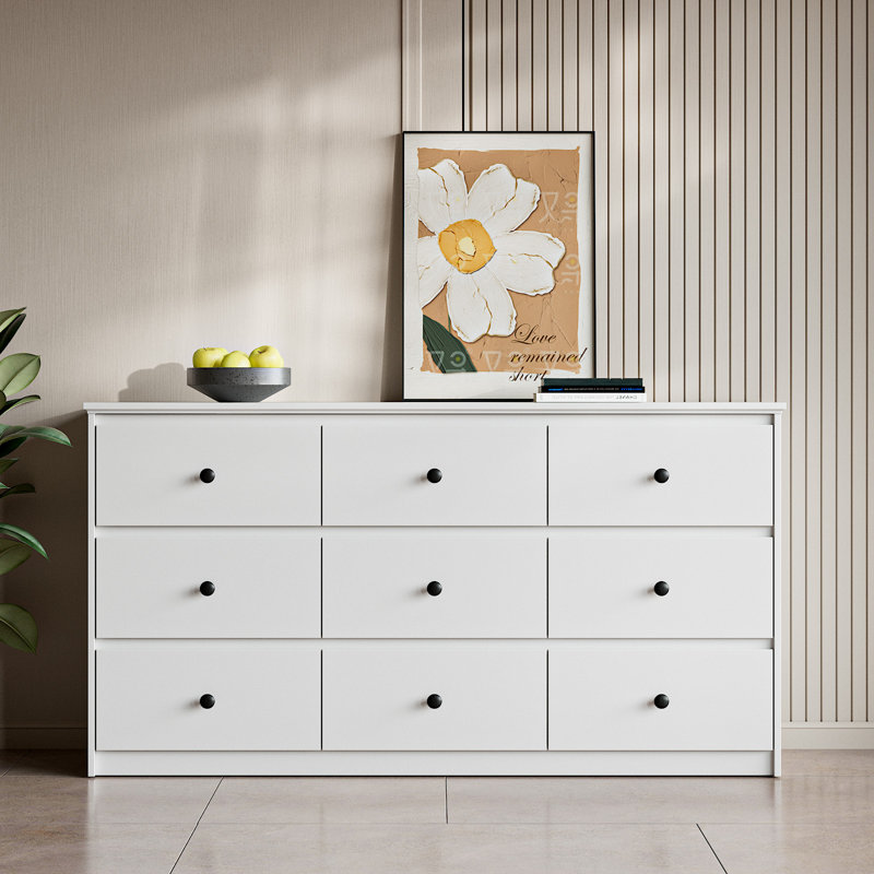Commode 9 tiroirs Renold, Blanc