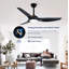 Ventilateurs de plafond modernes d'inspiration hélice avec lumières avec moteur à courant continu réversible silencieux et télécommande, noir mat-130156593