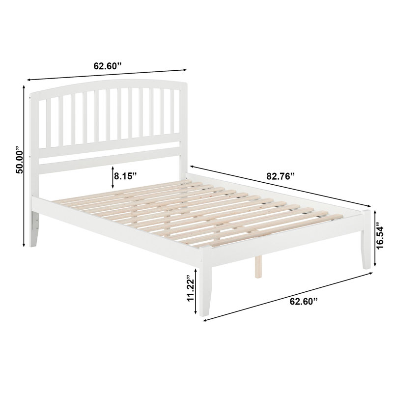 Careaga Solid Wood Platform Bed, White, Queen