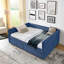 Grand lit de jour avec canapé-lit capitonné à deux tiroirs, tissu Boucle (88 po x 65,5 po x 29,5 po)-1389440234