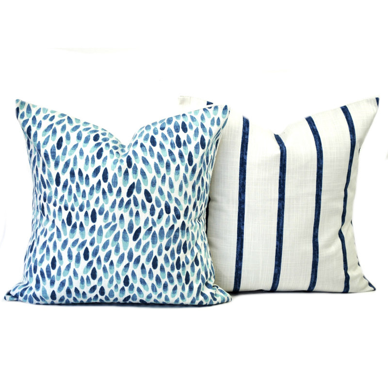 Housse de coussin carré 100% coton Lotus Italian Denim, H 19 po x l 19 po