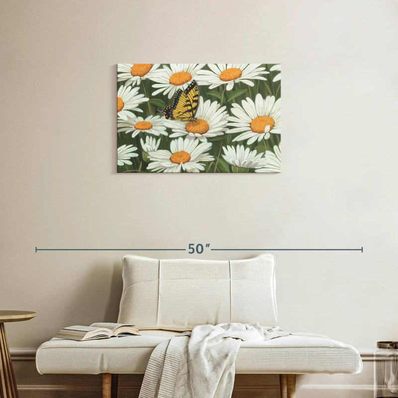 Harnek Daisies And Butterfly, 20" H x 30" W