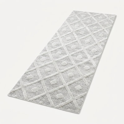 Geometric Diamond Textured Shag Area Rug