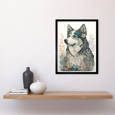 Siberian Husky Dog Nature Spirit Animal Modern Multicoloured - Single Picture Frame Print
