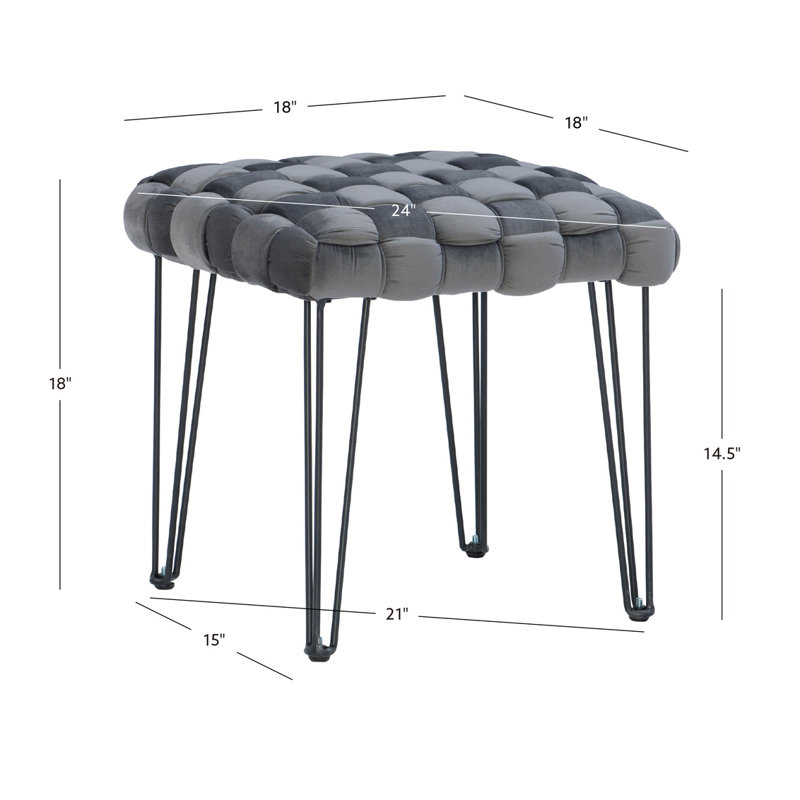 Tabouret d'appoint en velours de 18 po de haut Hellman, Gris