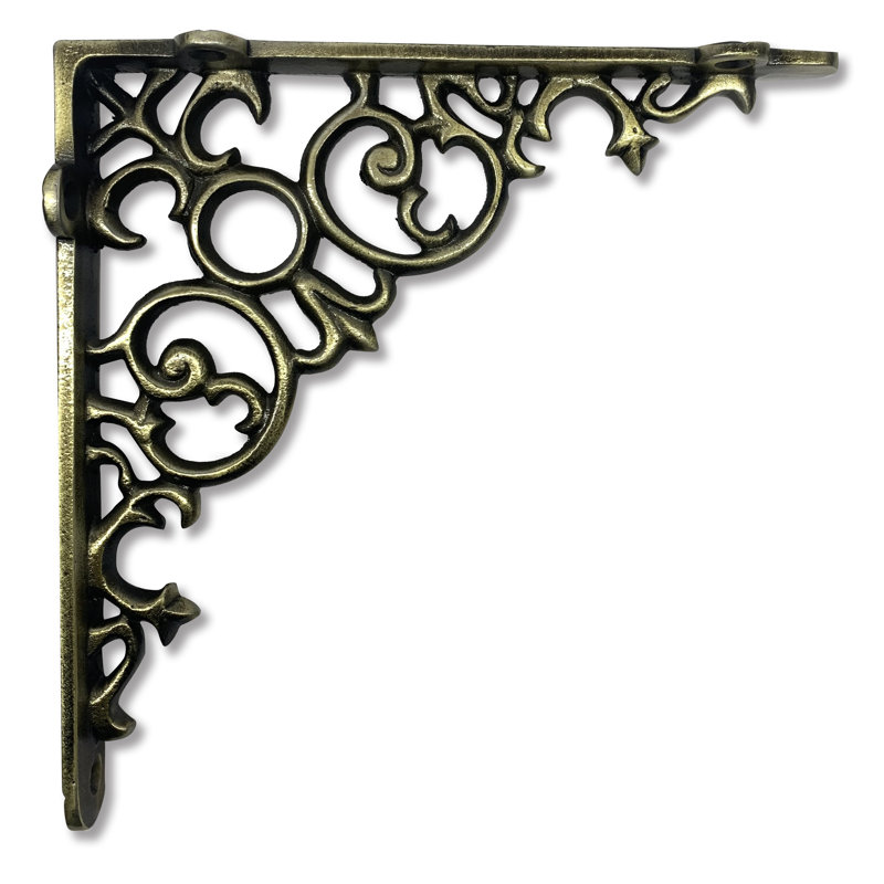 homerville Scroll Shelf Bracket, Antique Brass