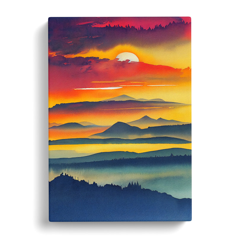 XV1022-4314X Sunset Mountain No.4 - Print, No Matte, Wrapped Canvas, 50cm H x 35cm W