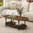 Oval Coffee Table, 2-Tier Rustic Wood Storage Table with Metal Legs, Vintage-Modern Center Table