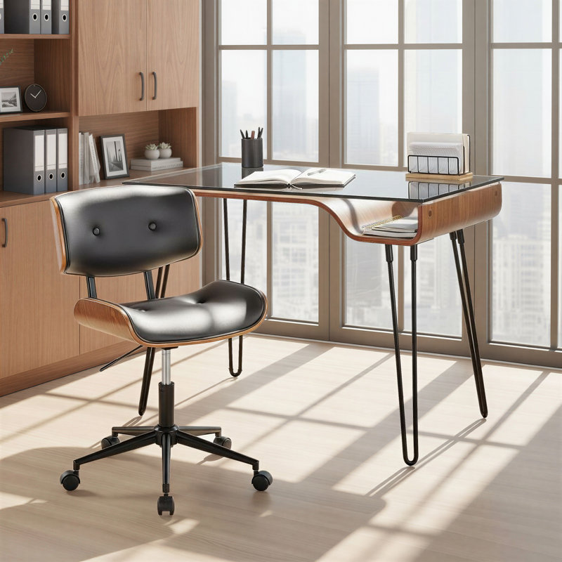 Alem Metal Base Writing Desk, Brown/Black