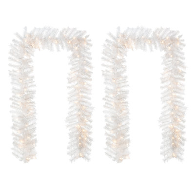 Soperton 9ft Pre-Lit White Pine Christmas Garland with 50 Warm Lights