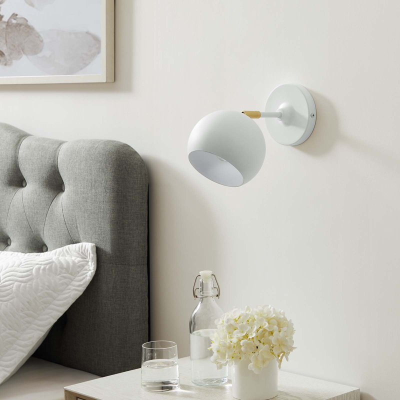 Modway Chalice 4" Swing-Arm Metal Wall Sconce, White/Brass