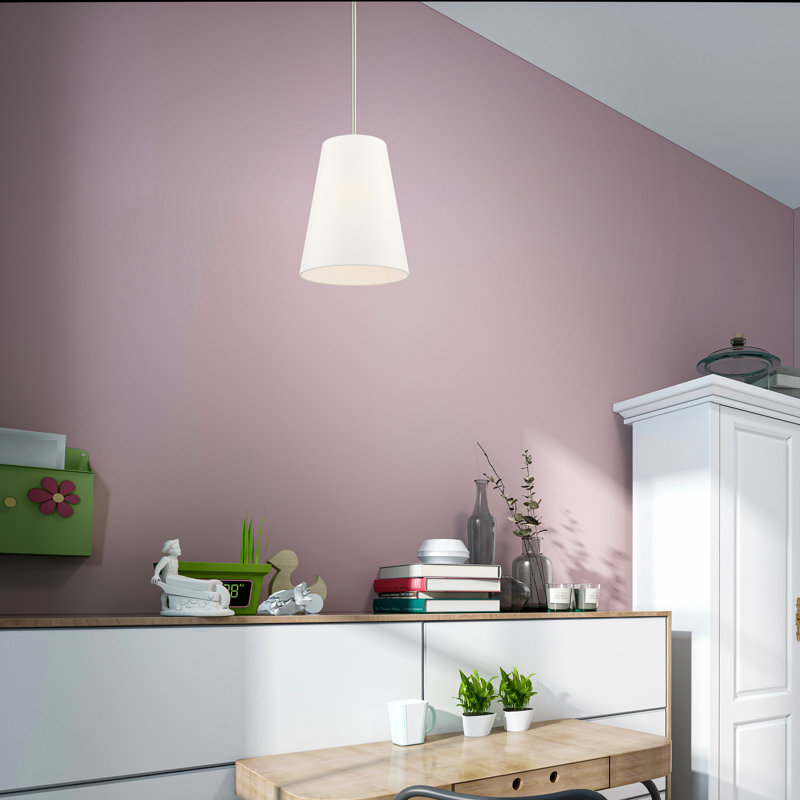 Luminaire suspendu conique à 1 lumière Grove, Blanc, Nickel brossé