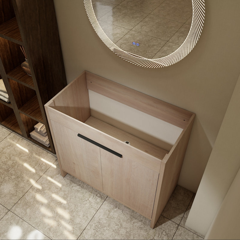 Base de meuble-lavabo 36 po avec portes à fermeture en douceur, Chêne clair uni
