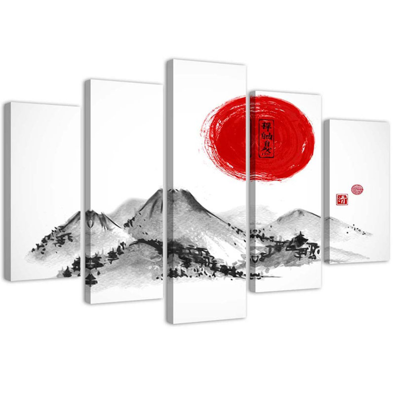 Japan In The Mountains And Sun - 5 Piece No Frame Print on Canvas