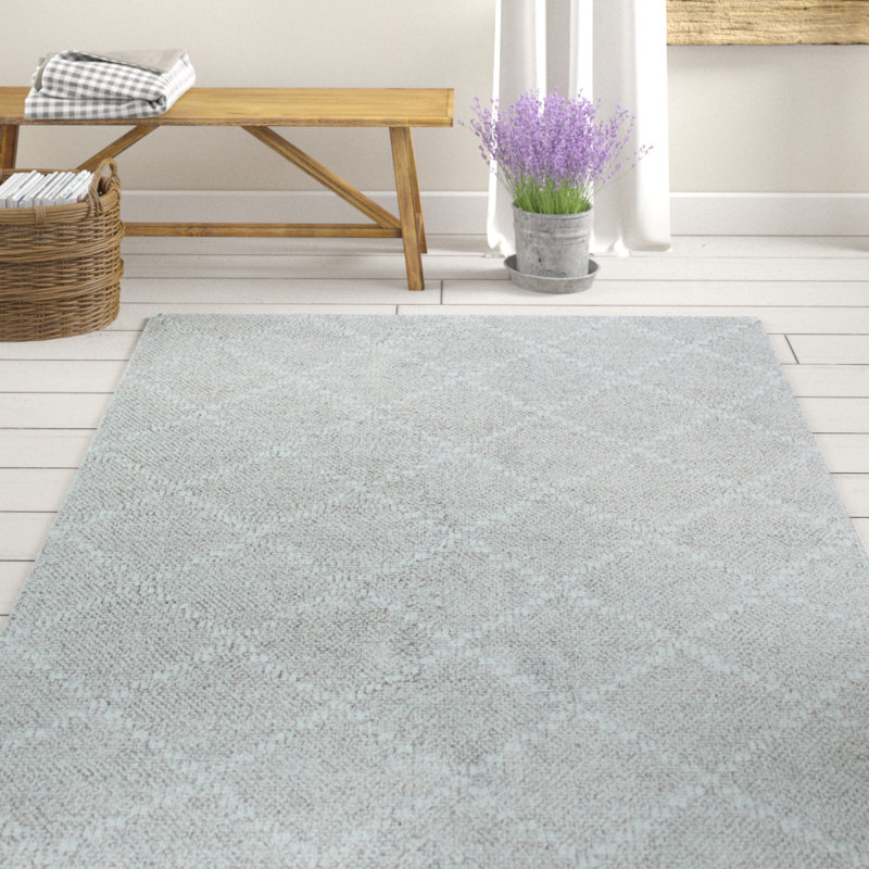 Tapis de zone argenté handwoven Collinsworth, Rectangle 8 pi x 11 pi