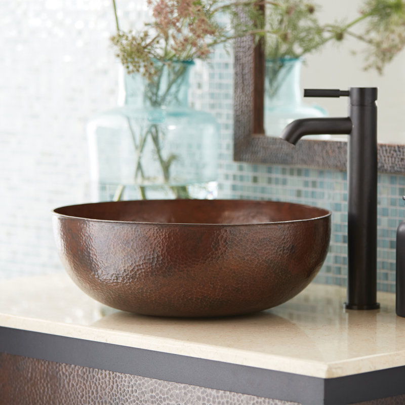Lavabo de salle de bain vasque circulaire en cuivre Maestro