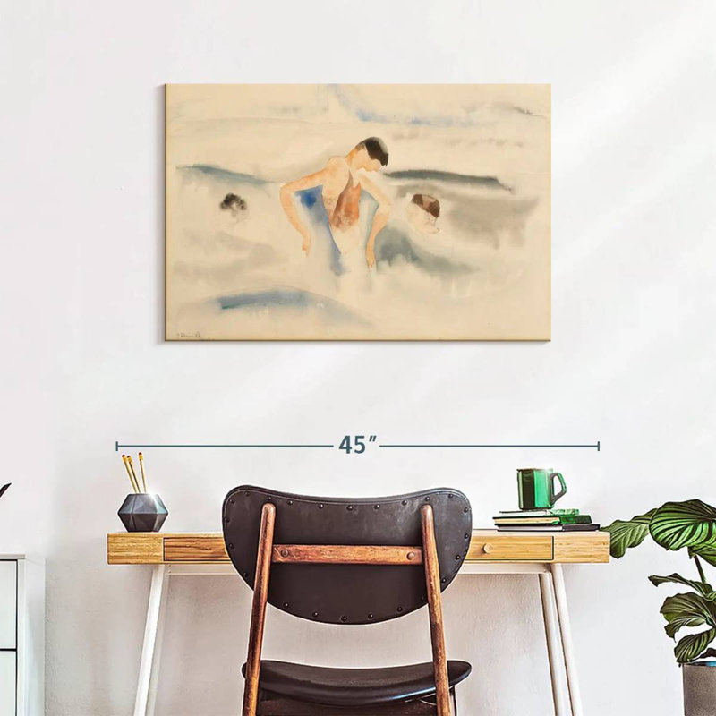 Leisha trois personnages dans l'eau, H 24 po x l 36 po