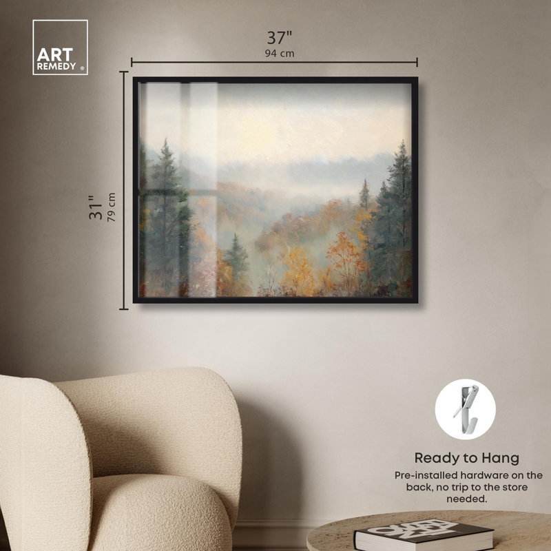 «Appalachian Mountains Shadowbox Print» par Art Remedy, H 31 po x l 37 po, Noir