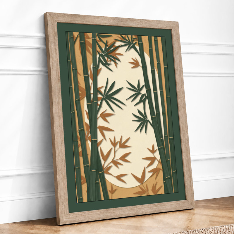 Bamboo Study Botanical - Framed Print, A2 - 59.4 x 42.0 cm, Oak