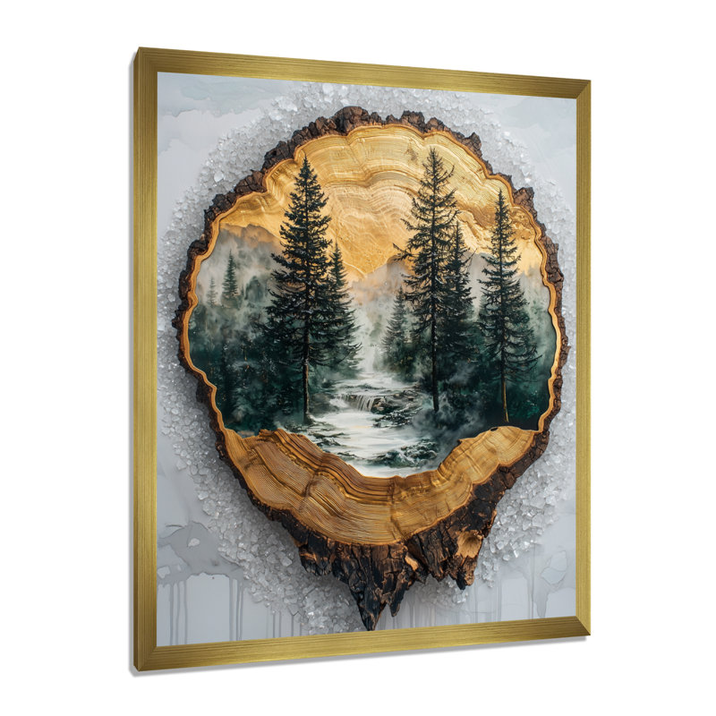 Gerrett - Landscapes Wall Art Living Room, H 32 po x l 24 po, Reproduction encadrée sans passe-partout, Doré