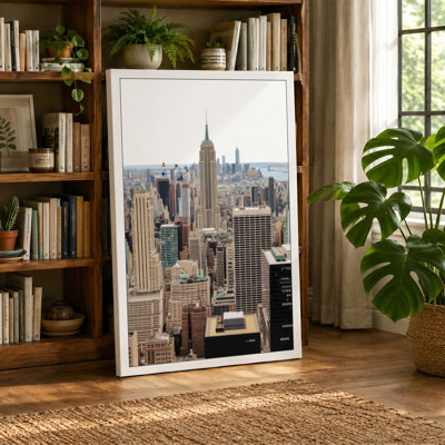 Manhattan Skyline Vintage 1 Piece Wrapped Canvas Wall Art
