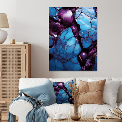Blue And Purple Seamless Marble River I - Abstract Metal Wall Art Decor