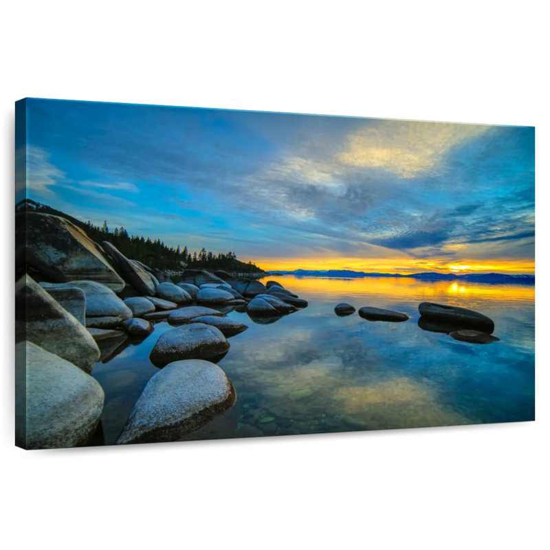 Alvord, lac Tahoe, ciel coucher de soleil, H 24 po x l 36 po