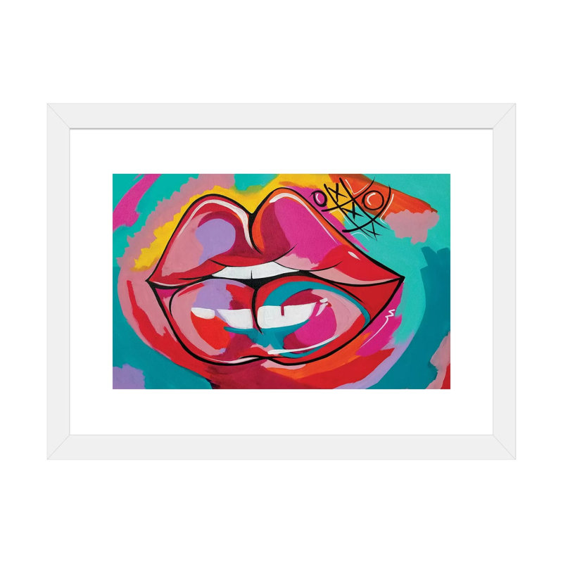 «Fruit» par Pinklomein - impression d'art graphique, Blanc, Papier encadré blanc, H 16 po x l 24 po x P 1 po