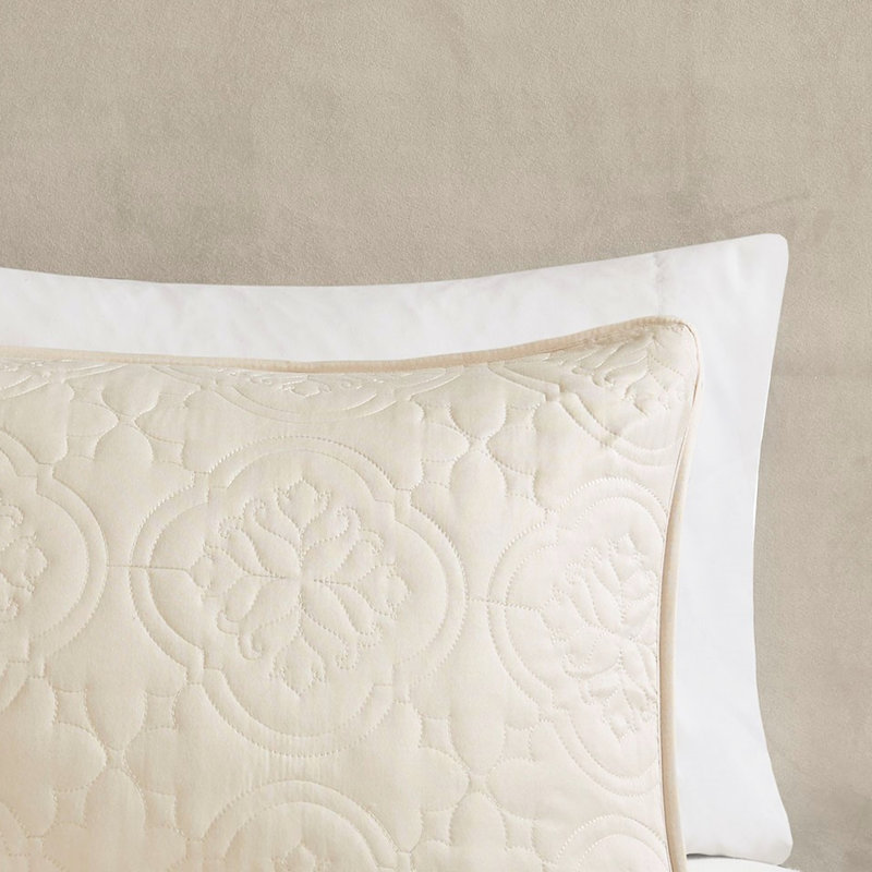 Très grand / très grand couvre-lit réversible 3 pièces très grand et très matelassé, Cream