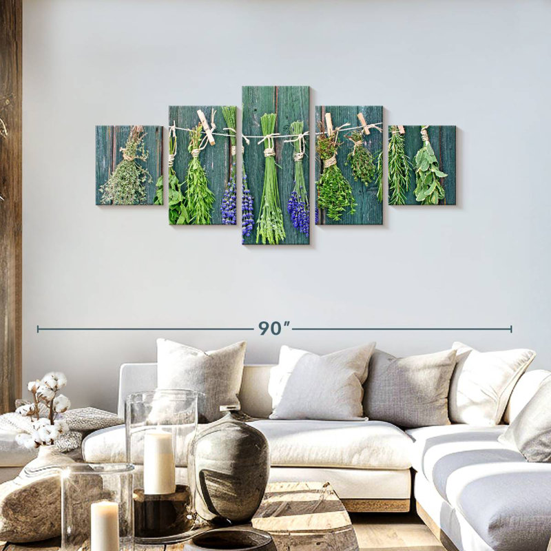 Drying Herbs, 30" H x 68" W