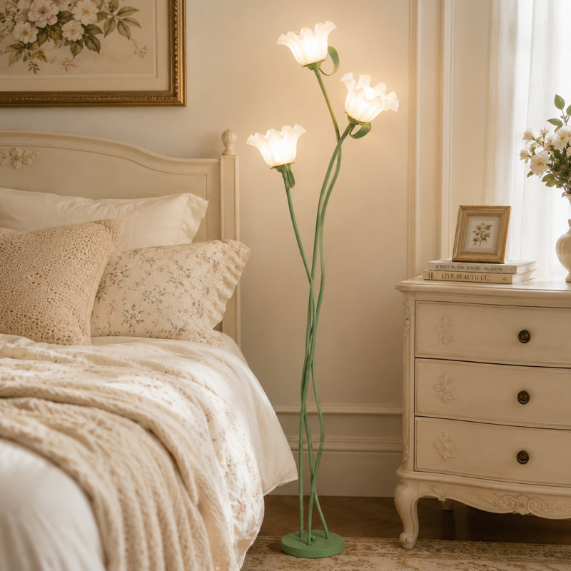 3-Light Floral Floor Lamp with Flexible Stems